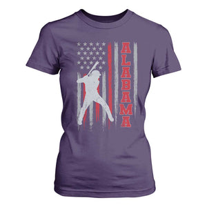 Alabama Fan T Shirt For Women Vintage Bama Baseball Lovers American Flag AL State TS10 Purple Print Your Wear