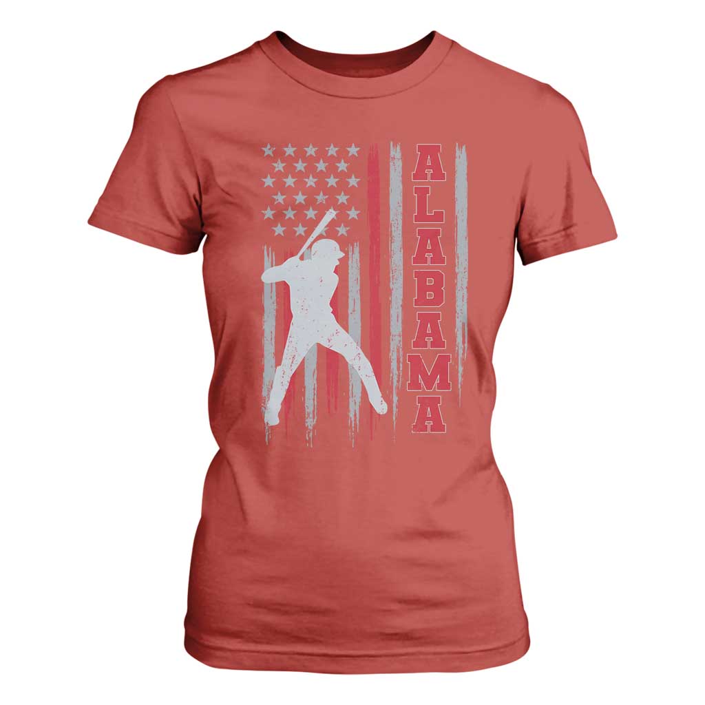 Alabama Fan T Shirt For Women Vintage Bama Baseball Lovers American Flag AL State TS10 Red Print Your Wear