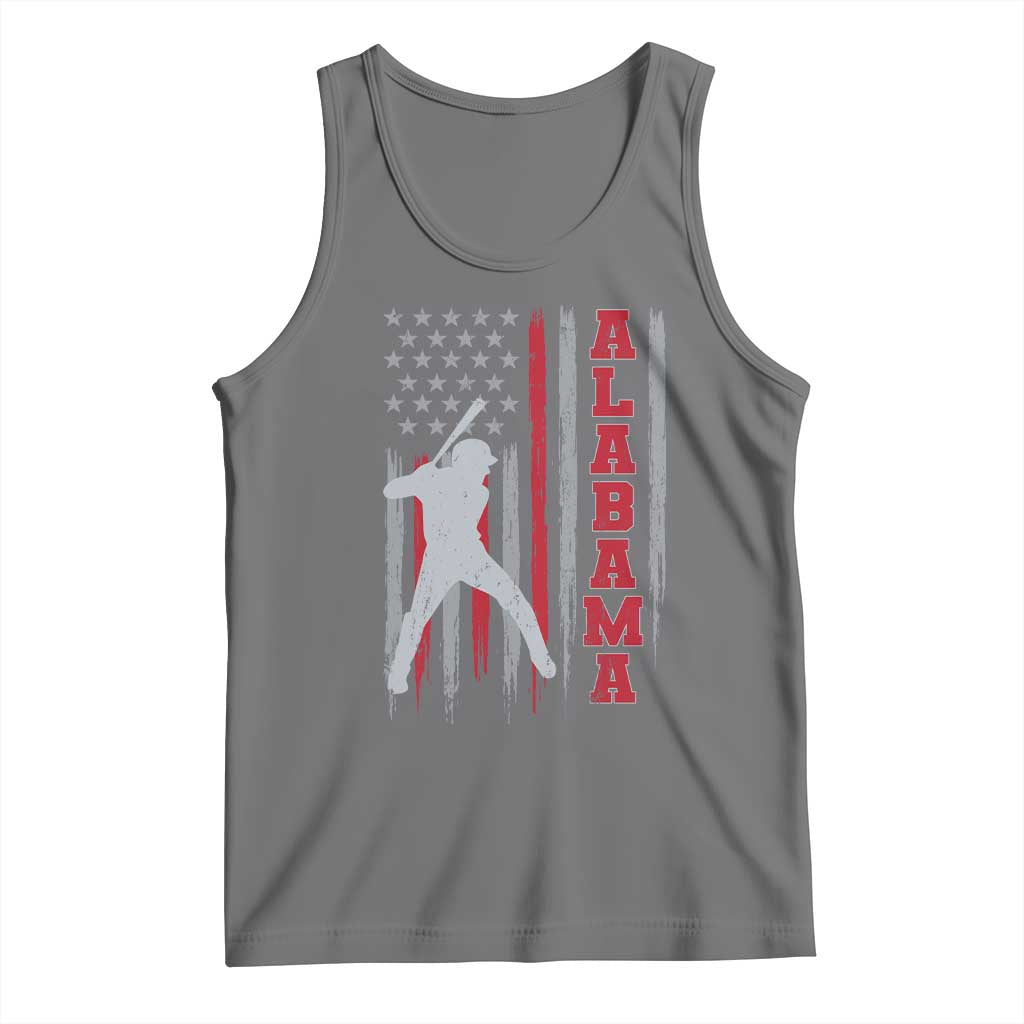 Alabama Fan Tank Top Vintage Bama Baseball Lovers American Flag AL State TS10 Black Heather Print Your Wear