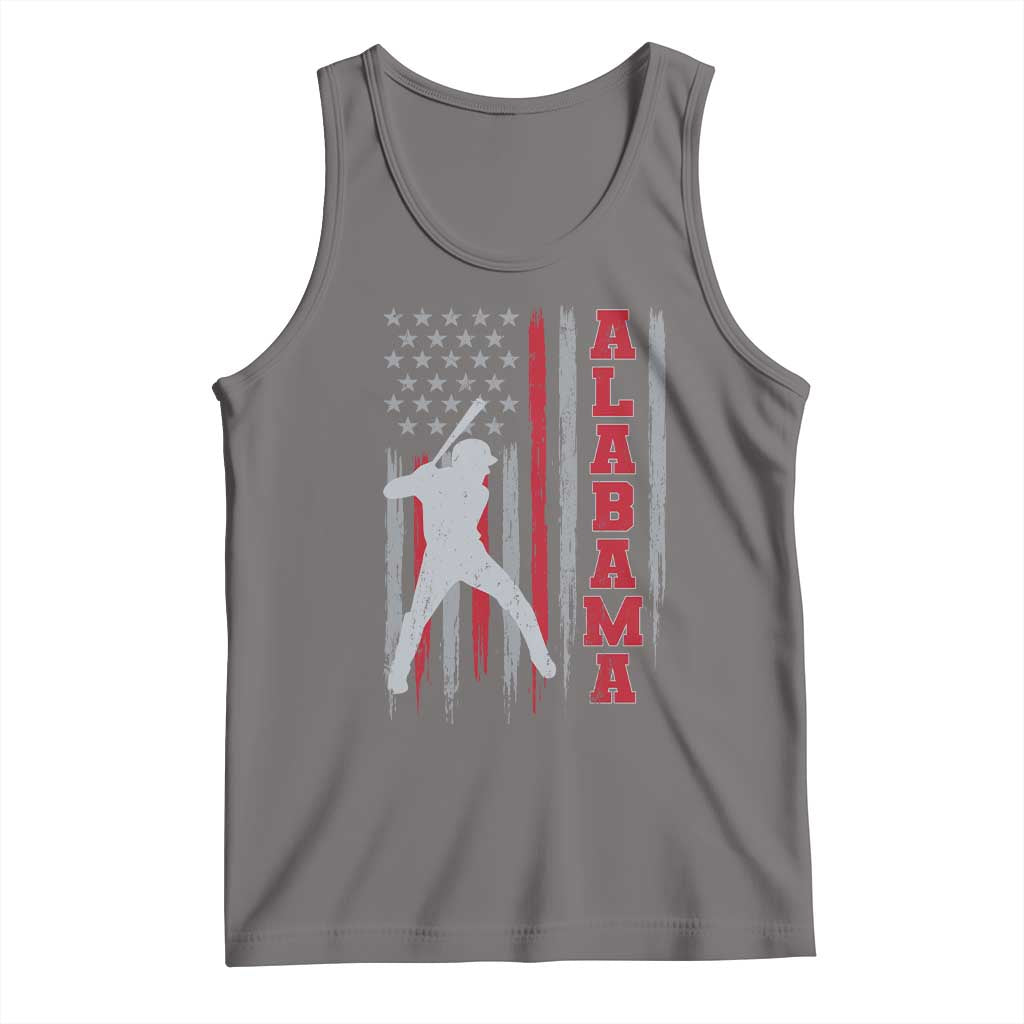 Alabama Fan Tank Top Vintage Bama Baseball Lovers American Flag AL State TS10 Deep Heather Print Your Wear