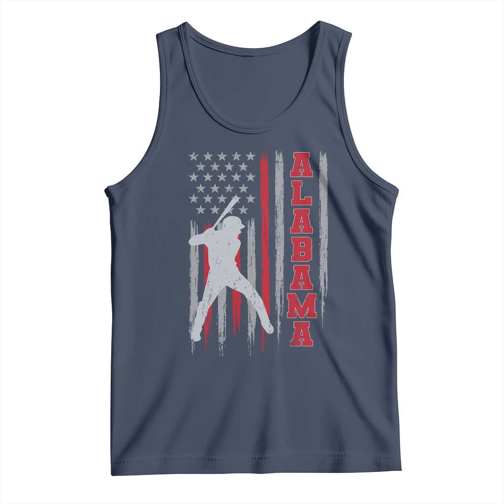 Alabama Fan Tank Top Vintage Bama Baseball Lovers American Flag AL State TS10 Navy Print Your Wear
