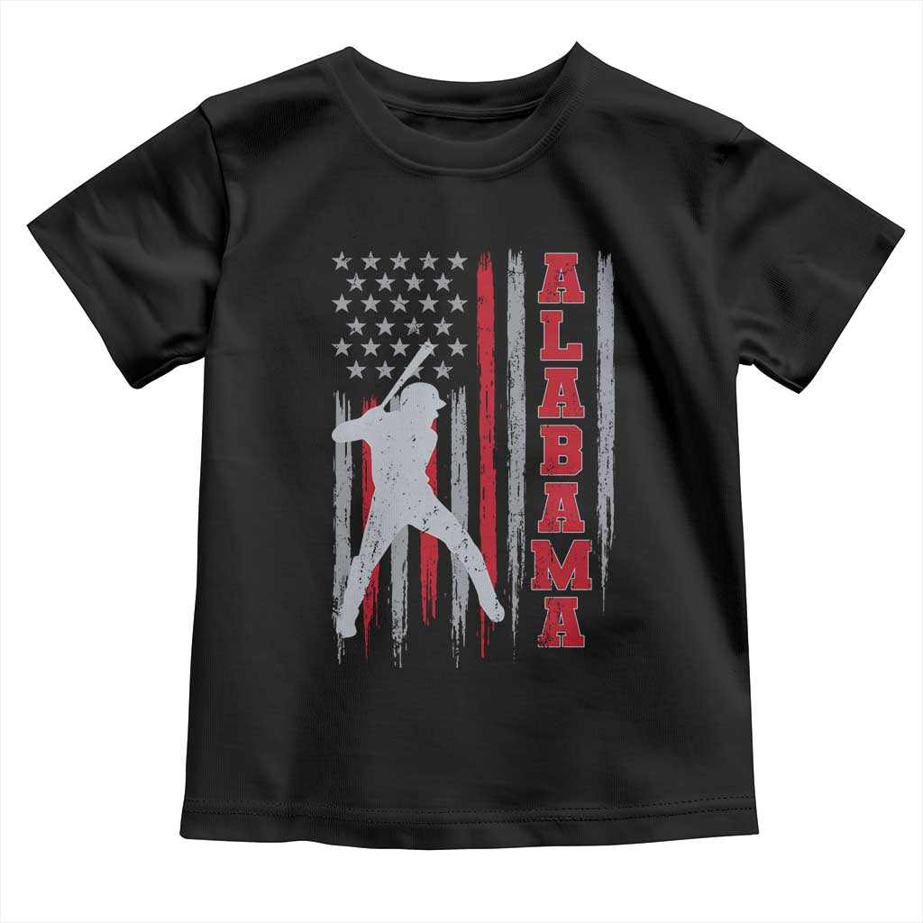 Alabama Fan Toddler T Shirt Vintage Bama Baseball Lovers American Flag AL State TS10 Black Print Your Wear