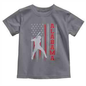 Alabama Fan Toddler T Shirt Vintage Bama Baseball Lovers American Flag AL State TS10 Charcoal Print Your Wear
