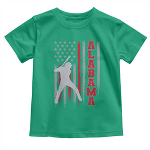 Alabama Fan Toddler T Shirt Vintage Bama Baseball Lovers American Flag AL State TS10 Irish Green Print Your Wear
