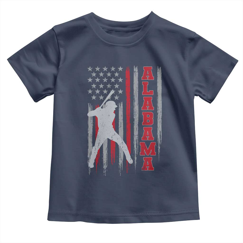 Alabama Fan Toddler T Shirt Vintage Bama Baseball Lovers American Flag AL State TS10 Navy Print Your Wear