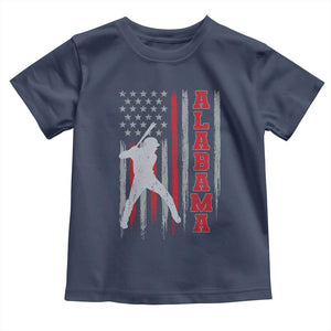 Alabama Fan Toddler T Shirt Vintage Bama Baseball Lovers American Flag AL State TS10 Navy Print Your Wear