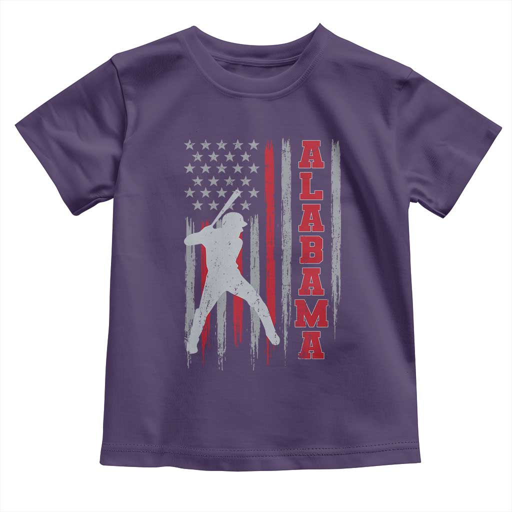 Alabama Fan Toddler T Shirt Vintage Bama Baseball Lovers American Flag AL State TS10 Purple Print Your Wear