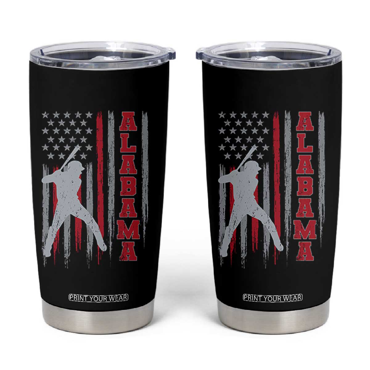 Alabama Fan Tumbler Cup Vintage Bama Baseball Lovers American Flag AL State TS10 Black Print Your Wear