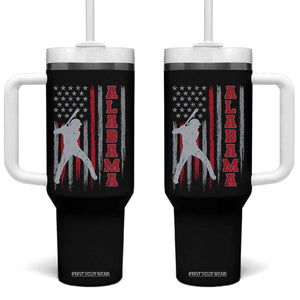 Alabama Fan Tumbler With Handle Vintage Bama Baseball Lovers American Flag AL State TS10 One Size: 40 oz Black Print Your Wear