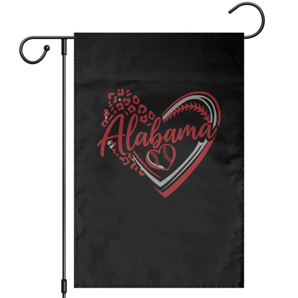 Alabama Fan Garden Flag Bama Baseball Leopard Heart Graphic Game Day TS10 Black Print Your Wear
