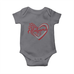 Alabama Fan Baby Onesie Bama Baseball Leopard Heart Graphic Game Day TS10 Charcoal Print Your Wear
