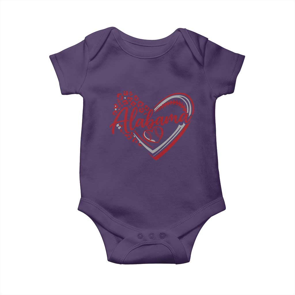 Alabama Fan Baby Onesie Bama Baseball Leopard Heart Graphic Game Day TS10 Purple Print Your Wear