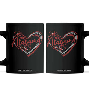 Alabama Fan Coffee Mug Bama Baseball Leopard Heart Graphic Game Day TS10 Black Print Your Wear