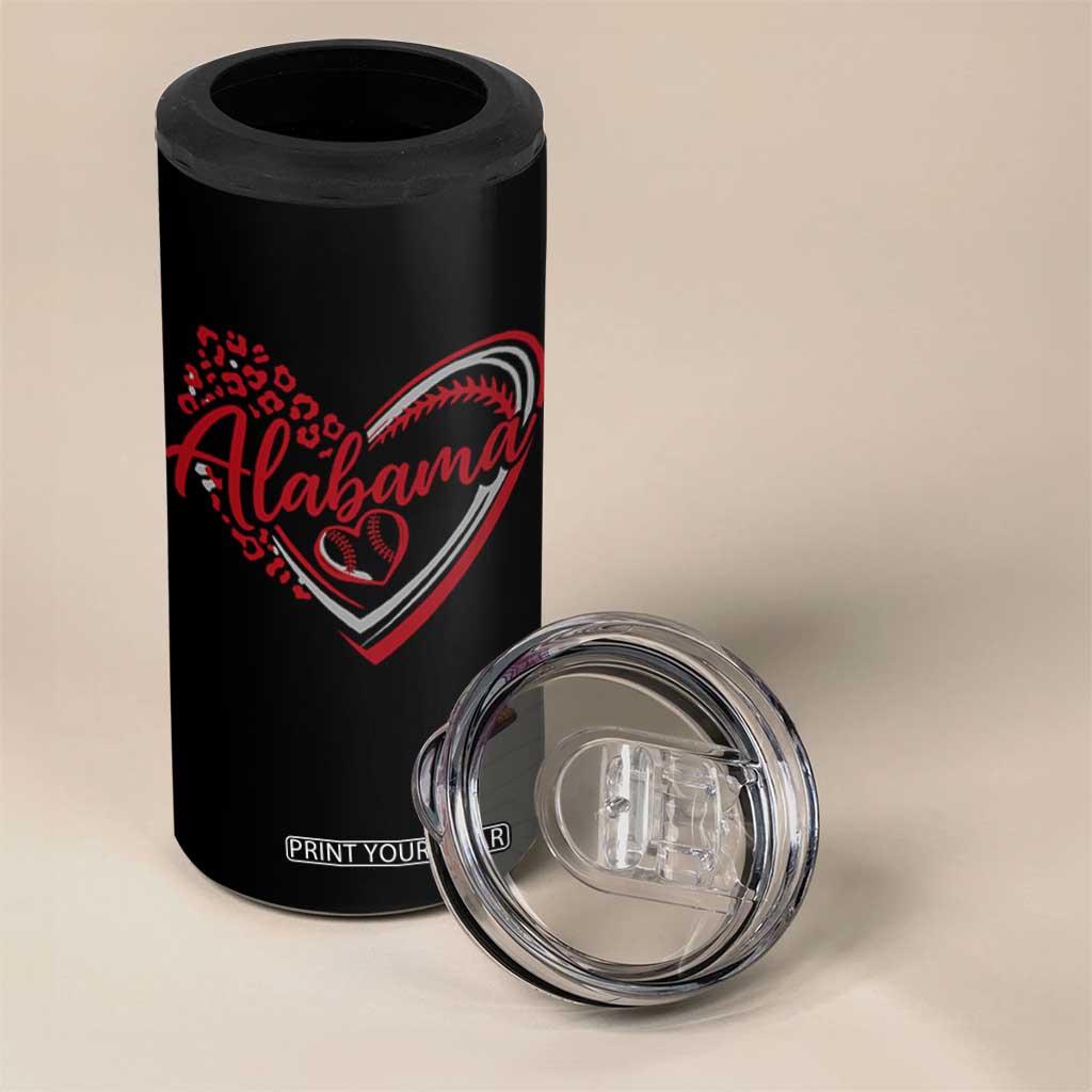 Alabama Fan 4 in 1 Can Cooler Tumbler Bama Baseball Leopard Heart Graphic Game Day TS10 Print Your Wear