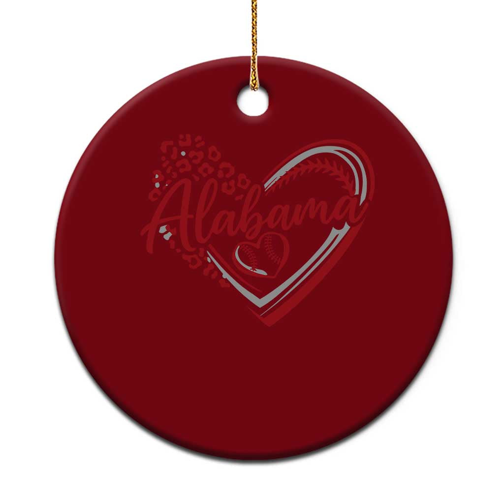 Alabama Fan Ceramic Ornament Bama Baseball Leopard Heart Graphic Game Day TS10 1pc Red Print Your Wear