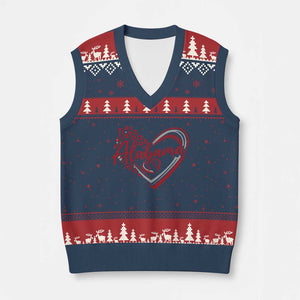 Alabama Fan V-Neck Knit Sweater Vest Bama Baseball Leopard Heart Graphic Game Day TS10 Navy Red Print Your Wear