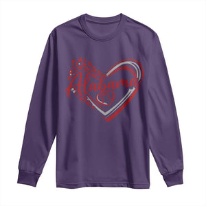 Alabama Fan Long Sleeve Shirt Bama Baseball Leopard Heart Graphic Game Day TS10 Purple Print Your Wear