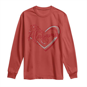 Alabama Fan Long Sleeve Shirt Bama Baseball Leopard Heart Graphic Game Day TS10 Red Print Your Wear