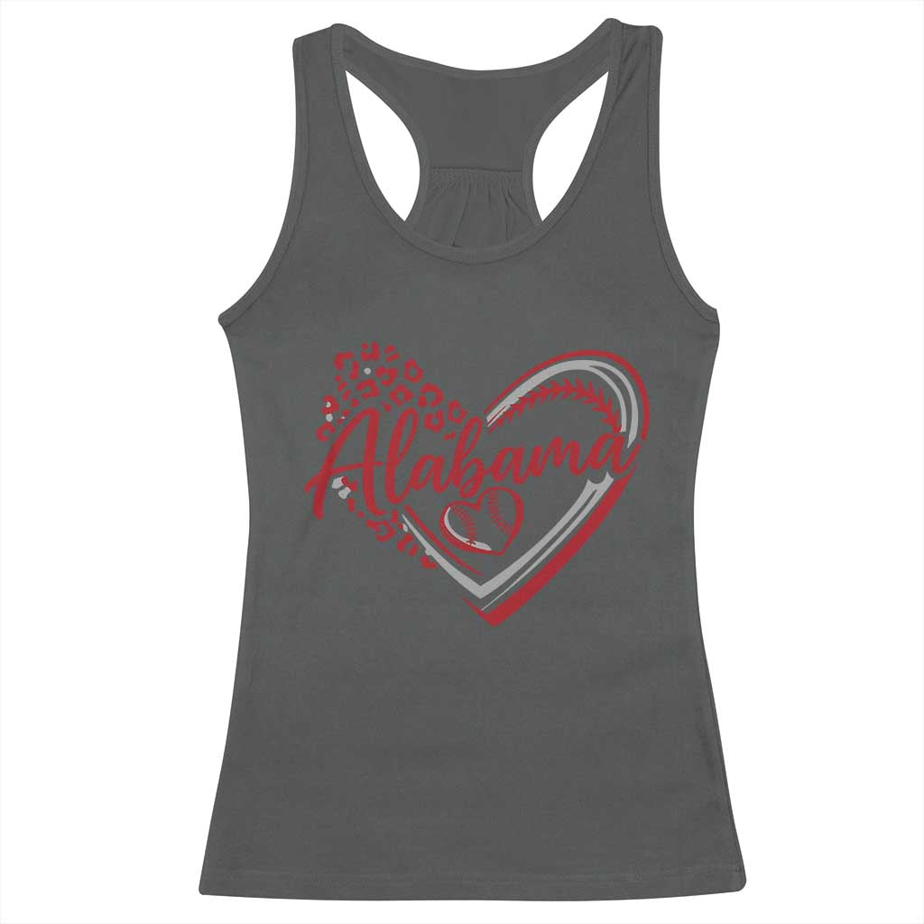 Alabama Fan Racerback Tank Top Bama Baseball Leopard Heart Graphic Game Day TS10 Dark Heather Print Your Wear