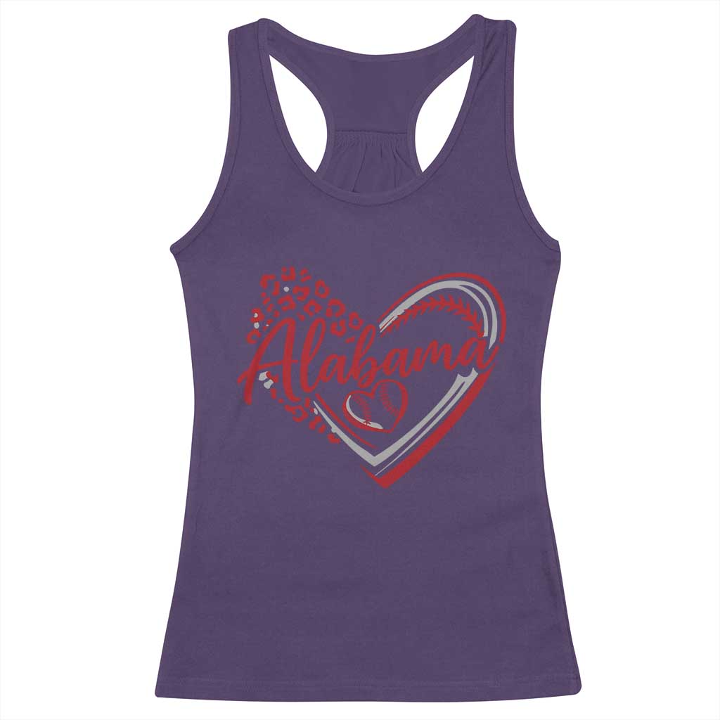 Alabama Fan Racerback Tank Top Bama Baseball Leopard Heart Graphic Game Day TS10 Purple Print Your Wear