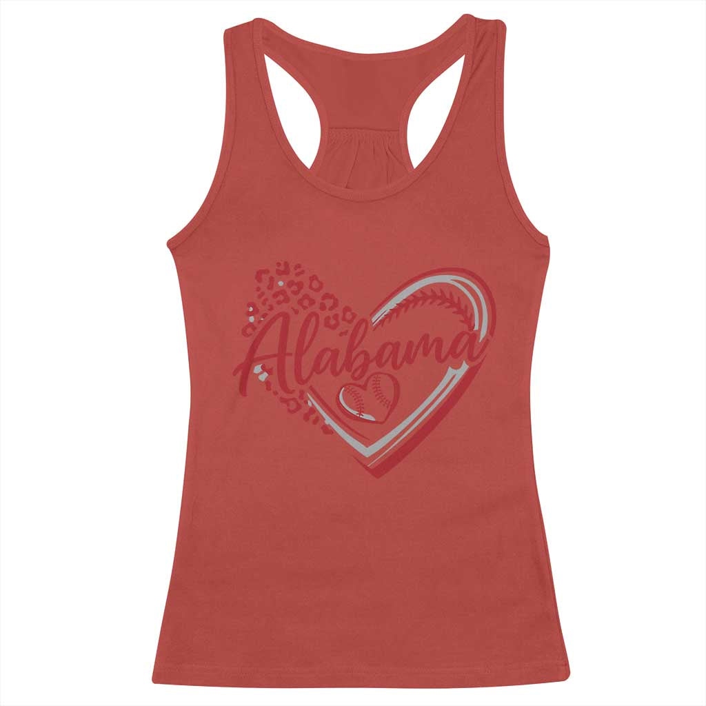Alabama Fan Racerback Tank Top Bama Baseball Leopard Heart Graphic Game Day TS10 Red Print Your Wear