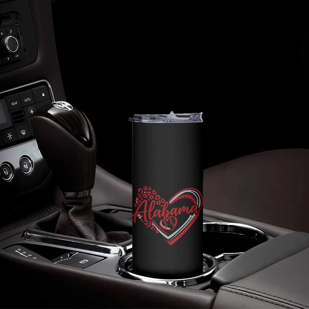 Alabama Fan Skinny Tumbler Bama Baseball Leopard Heart Graphic Game Day TS10 Print Your Wear