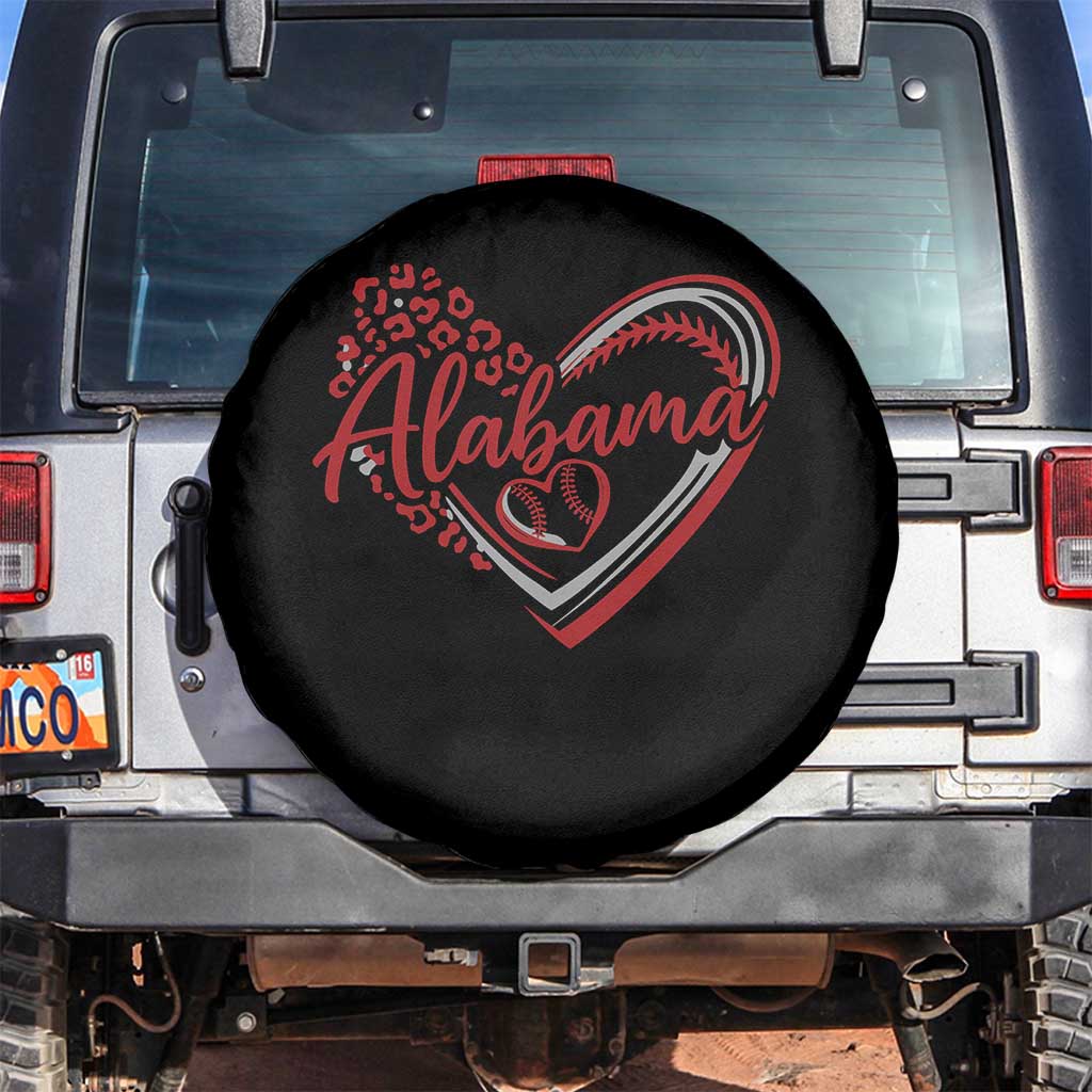 Alabama Fan Spare Tire Cover Bama Baseball Leopard Heart Graphic Game Day TS10 No hole Black Print Your Wear