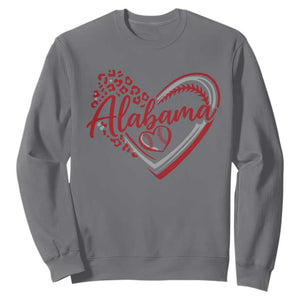Alabama Fan Sweatshirt Bama Baseball Leopard Heart Graphic Game Day TS10 Charcoal Print Your Wear
