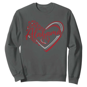 Alabama Fan Sweatshirt Bama Baseball Leopard Heart Graphic Game Day TS10 Dark Heather Print Your Wear