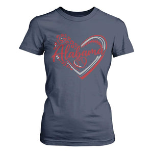 Alabama Fan T Shirt For Women Bama Baseball Leopard Heart Graphic Game Day TS10 Navy Print Your Wear