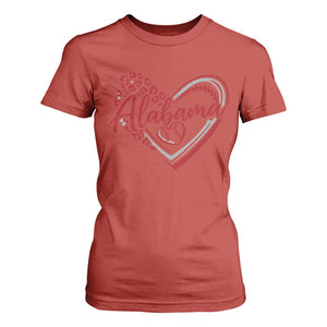 Alabama Fan T Shirt For Women Bama Baseball Leopard Heart Graphic Game Day TS10 Red Print Your Wear