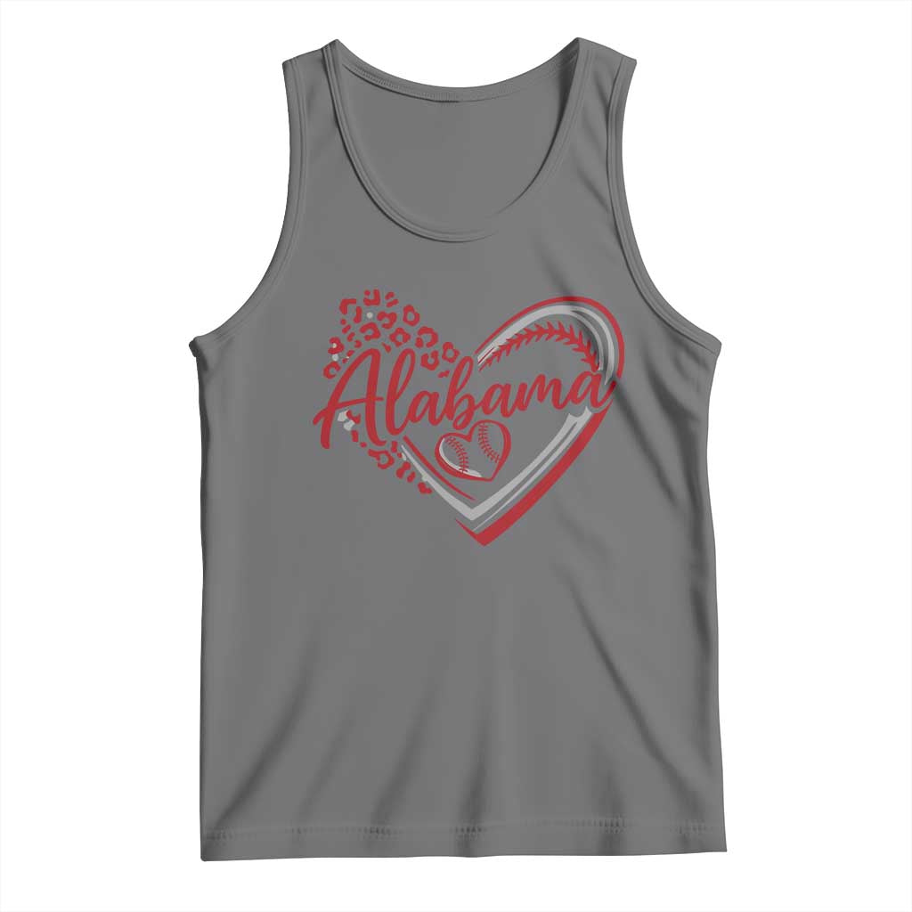 Alabama Fan Tank Top Bama Baseball Leopard Heart Graphic Game Day TS10 Black Heather Print Your Wear