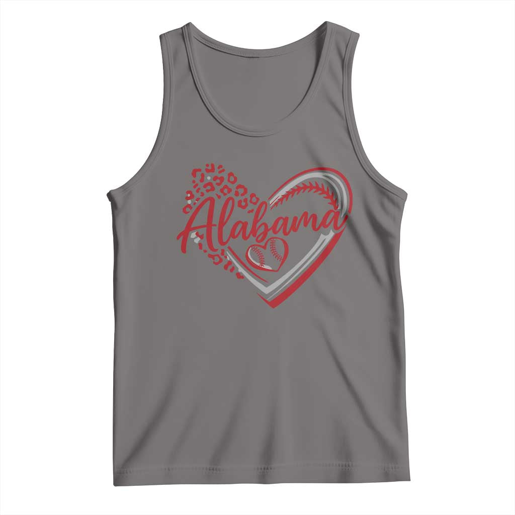 Alabama Fan Tank Top Bama Baseball Leopard Heart Graphic Game Day TS10 Deep Heather Print Your Wear