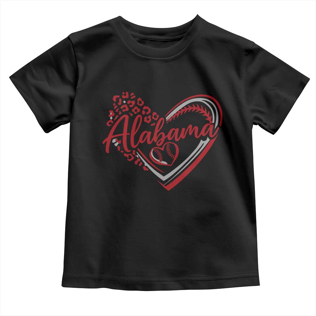 Alabama Fan Toddler T Shirt Bama Baseball Leopard Heart Graphic Game Day TS10 Black Print Your Wear