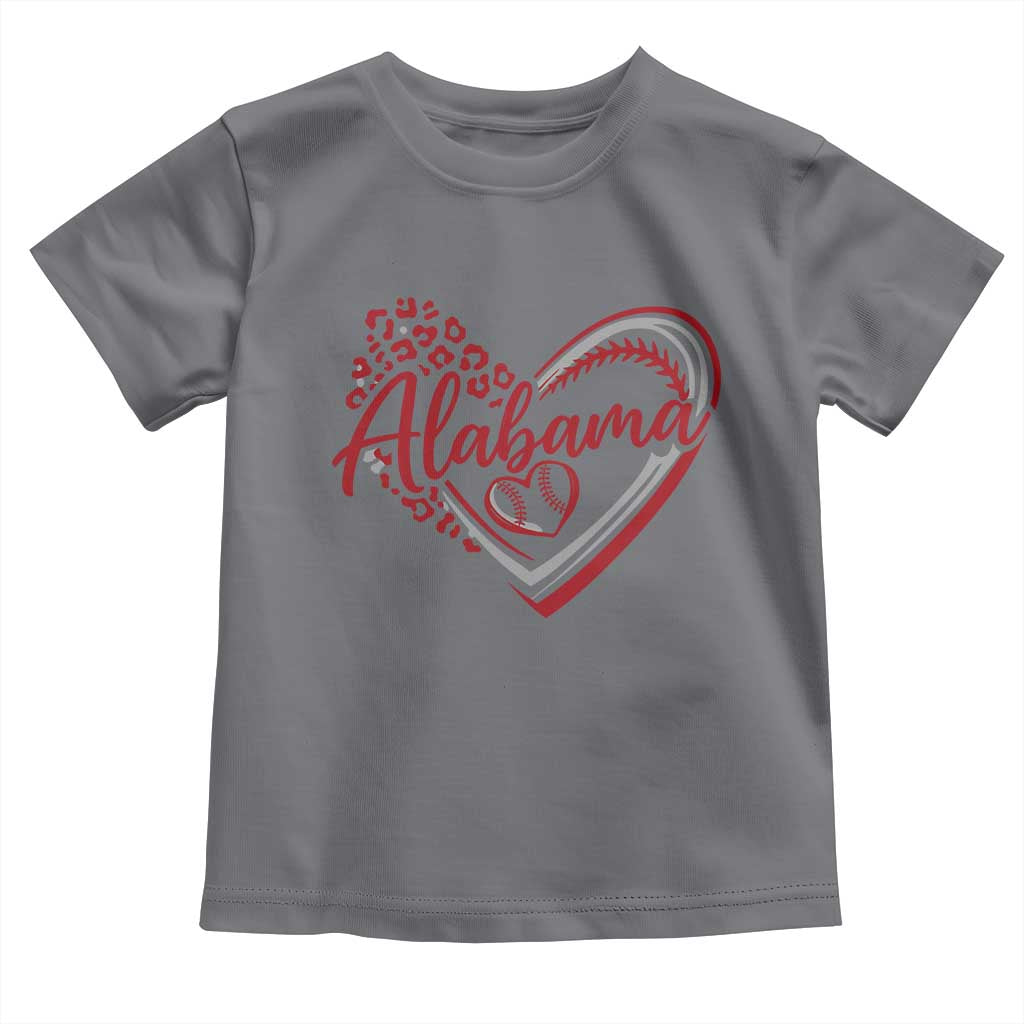 Alabama Fan Toddler T Shirt Bama Baseball Leopard Heart Graphic Game Day TS10 Charcoal Print Your Wear