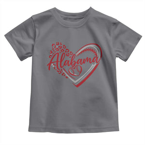 Alabama Fan Toddler T Shirt Bama Baseball Leopard Heart Graphic Game Day TS10 Charcoal Print Your Wear