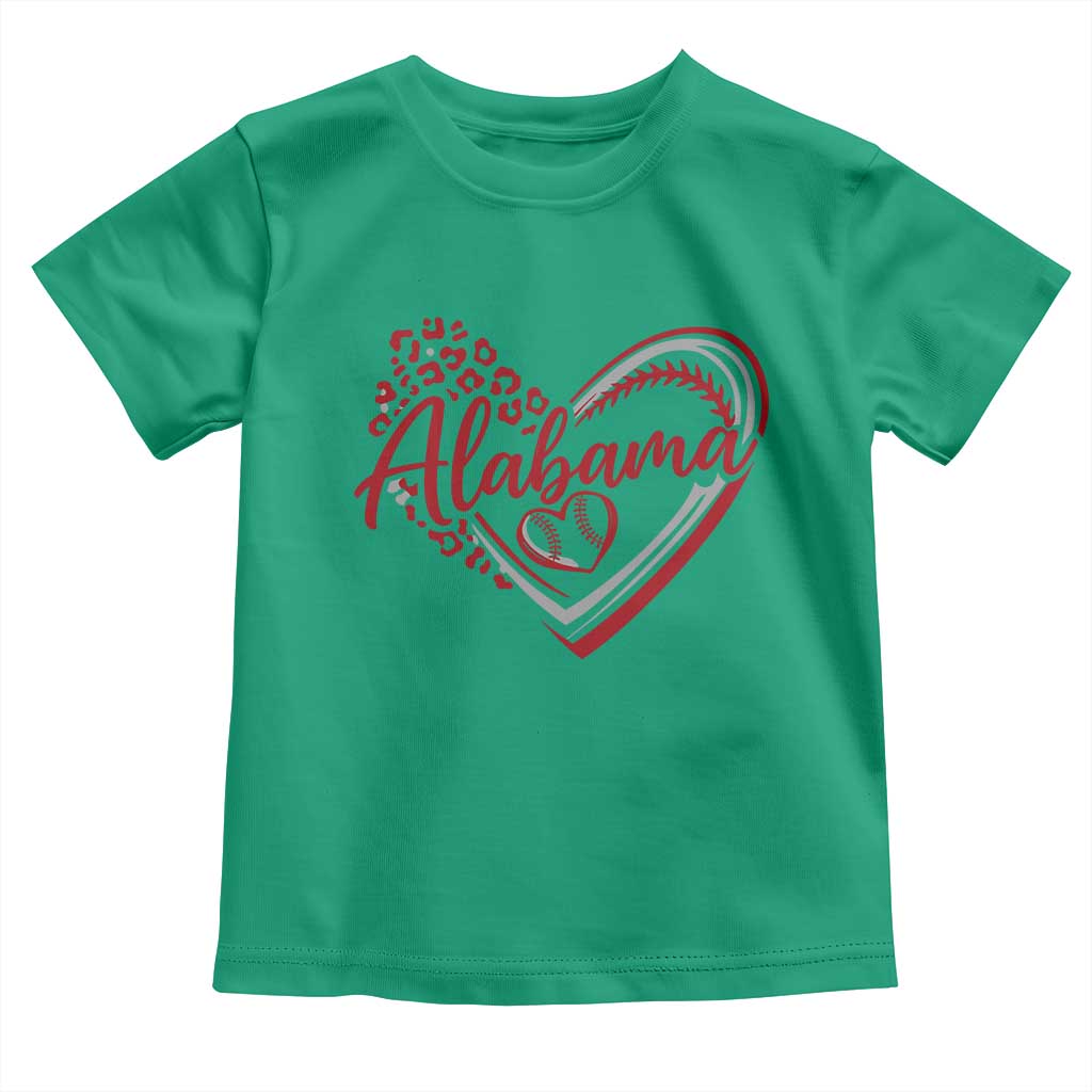 Alabama Fan Toddler T Shirt Bama Baseball Leopard Heart Graphic Game Day TS10 Irish Green Print Your Wear