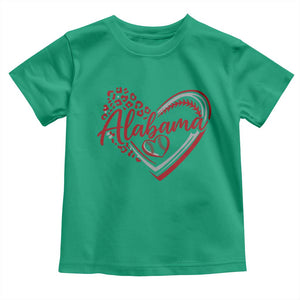 Alabama Fan Toddler T Shirt Bama Baseball Leopard Heart Graphic Game Day TS10 Irish Green Print Your Wear