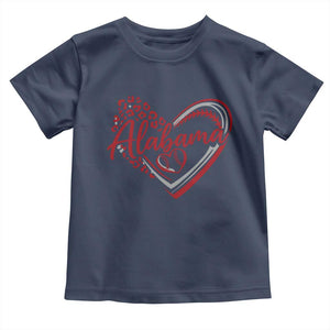 Alabama Fan Toddler T Shirt Bama Baseball Leopard Heart Graphic Game Day TS10 Navy Print Your Wear