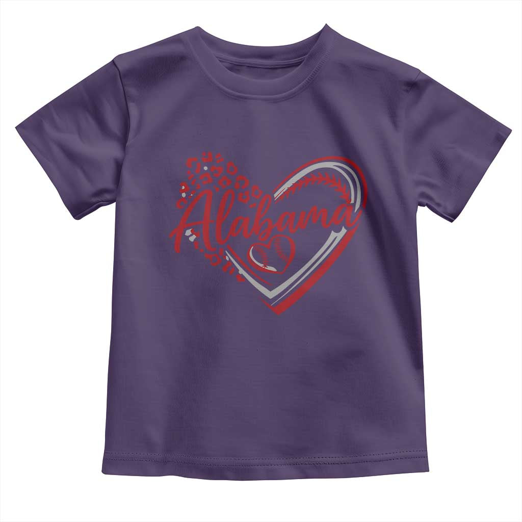 Alabama Fan Toddler T Shirt Bama Baseball Leopard Heart Graphic Game Day TS10 Purple Print Your Wear