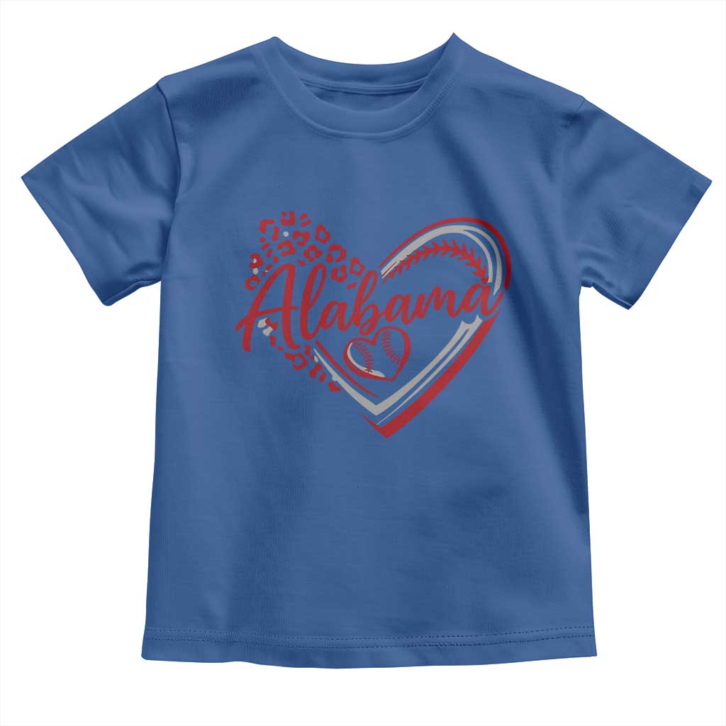 Alabama Fan Toddler T Shirt Bama Baseball Leopard Heart Graphic Game Day TS10 Royal Blue Print Your Wear