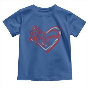 Alabama Fan Toddler T Shirt Bama Baseball Leopard Heart Graphic Game Day TS10 Royal Blue Print Your Wear