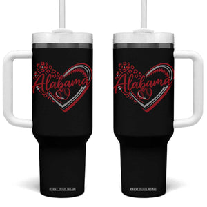 Alabama Fan Tumbler With Handle Bama Baseball Leopard Heart Graphic Game Day TS10 One Size: 40 oz Black Print Your Wear