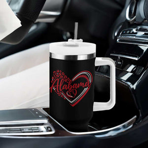 Alabama Fan Tumbler With Handle Bama Baseball Leopard Heart Graphic Game Day TS10 Print Your Wear