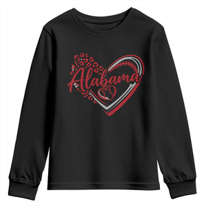 Alabama Fan Youth Sweatshirt Bama Baseball Leopard Heart Graphic Game Day TS10 Black Print Your Wear