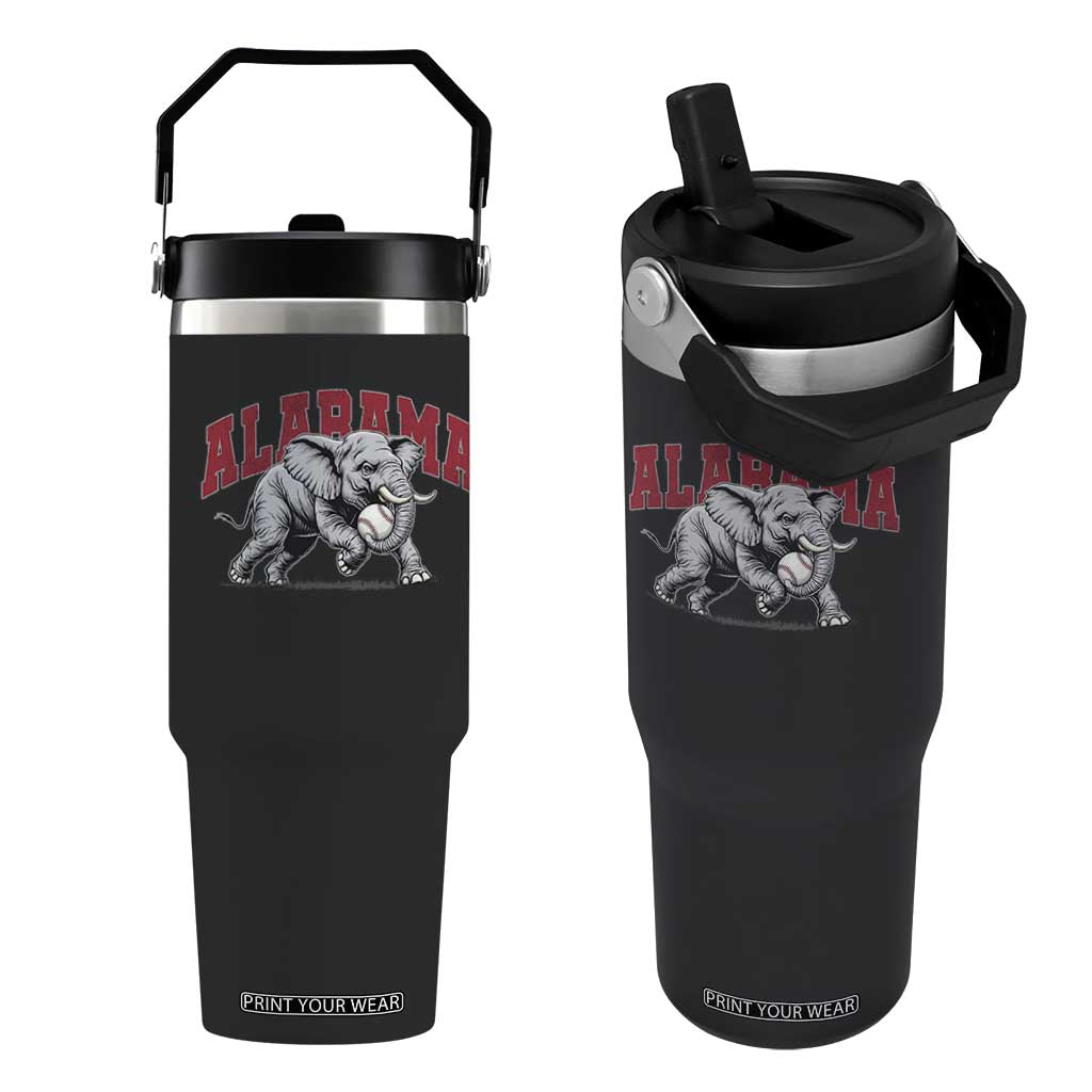 Alabama Fan Flip Straw Tumbler Baseball Bama Mascot Game Day TS10 One Size: 30 oz Black Print Your Wear