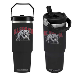Alabama Fan Flip Straw Tumbler Baseball Bama Mascot Game Day TS10 One Size: 30 oz Black Print Your Wear
