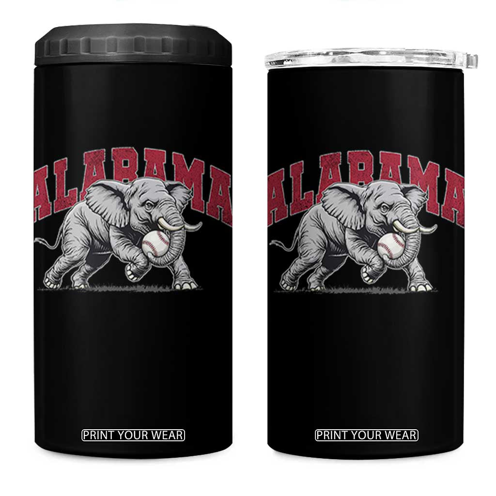 Alabama Fan 4 in 1 Can Cooler Tumbler Baseball Bama Mascot Game Day TS10 One Size: 16 oz Black Print Your Wear