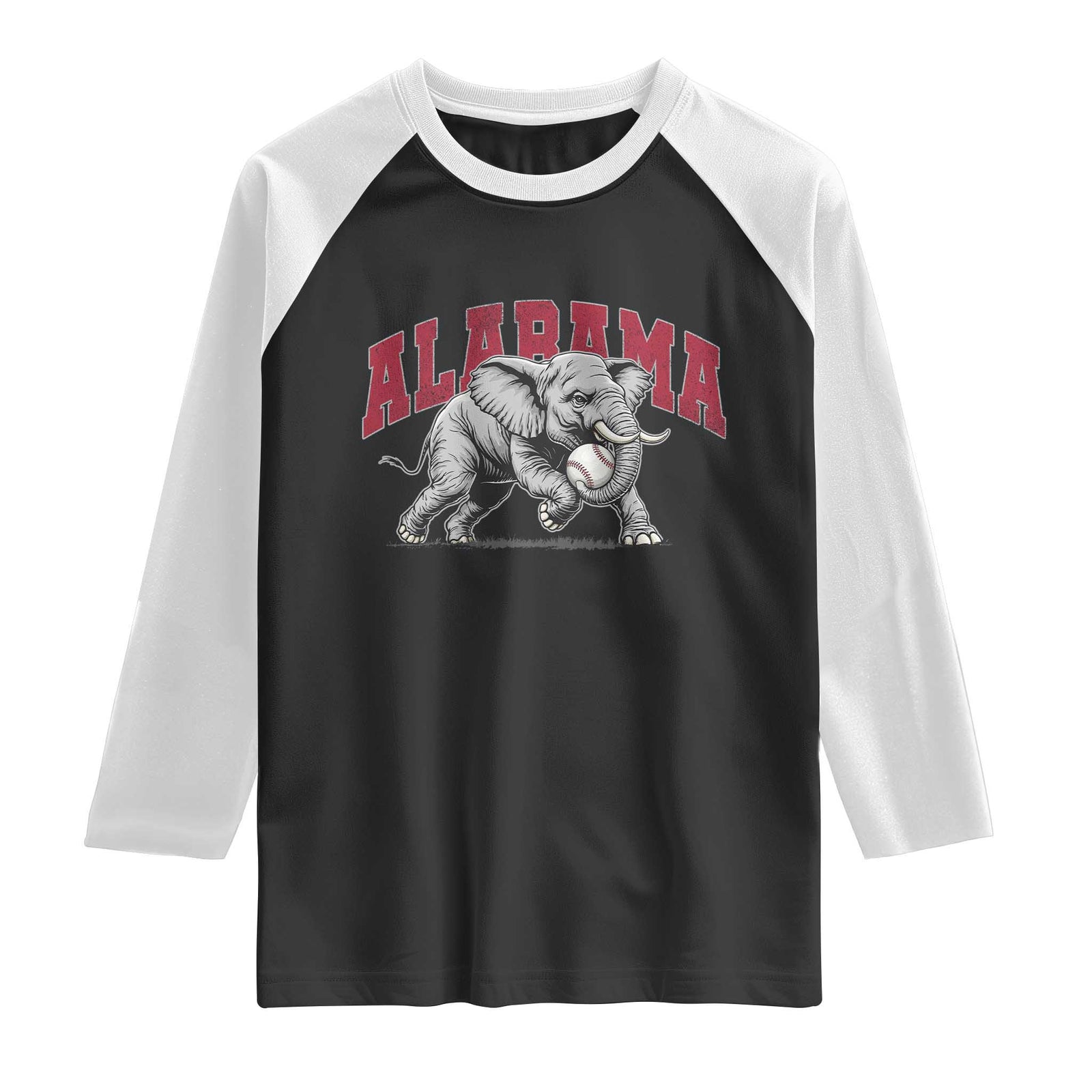 Alabama Fan Raglan Shirt Baseball Bama Mascot Game Day TS10 Black White Print Your Wear