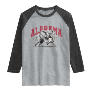 Alabama Fan Raglan Shirt Baseball Bama Mascot Game Day TS10 Heather Gray Heather Charcoal Print Your Wear
